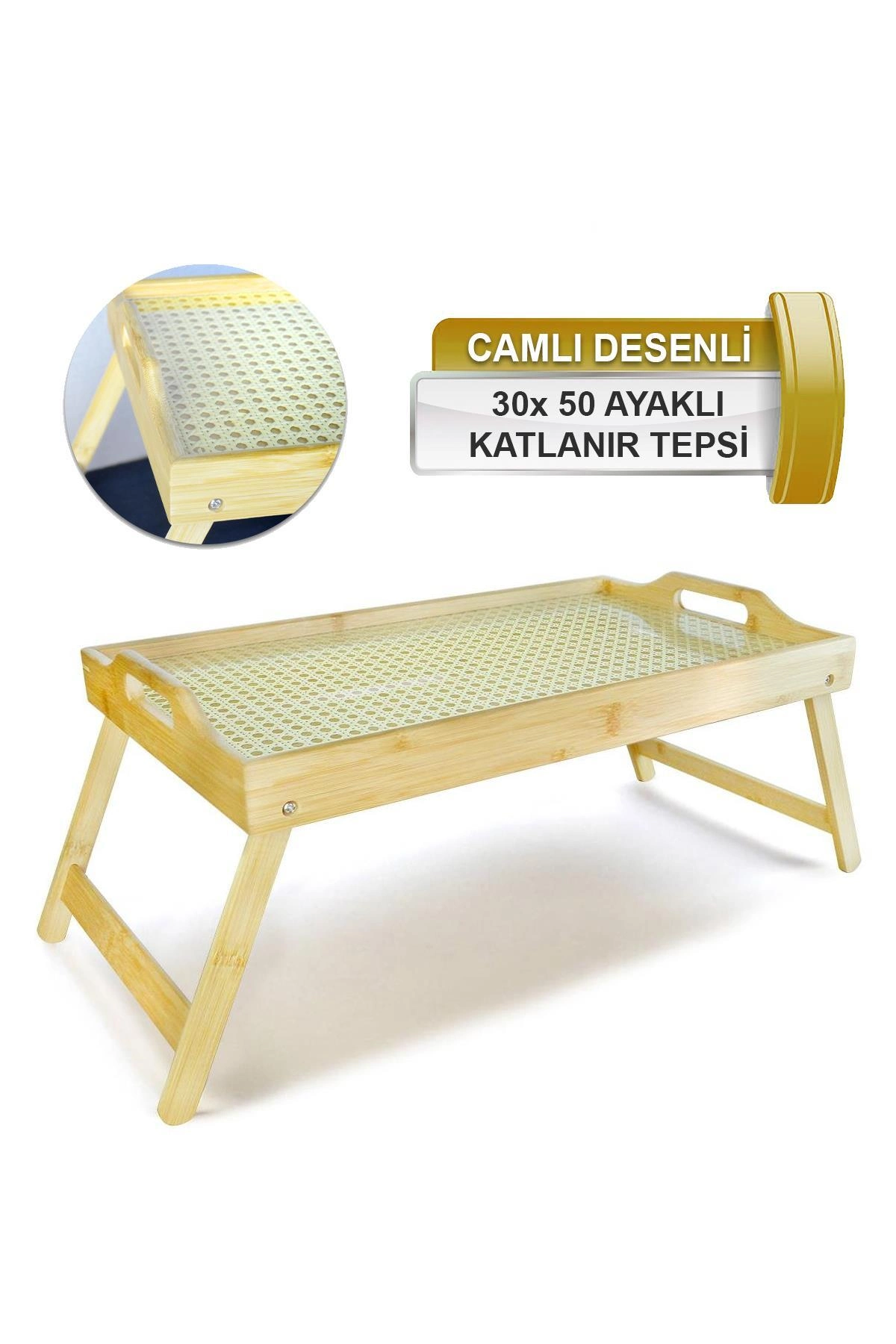 Lüks Çerçeveli Bambu Katlanır Yatak Tepsisi – Portatif Konfor