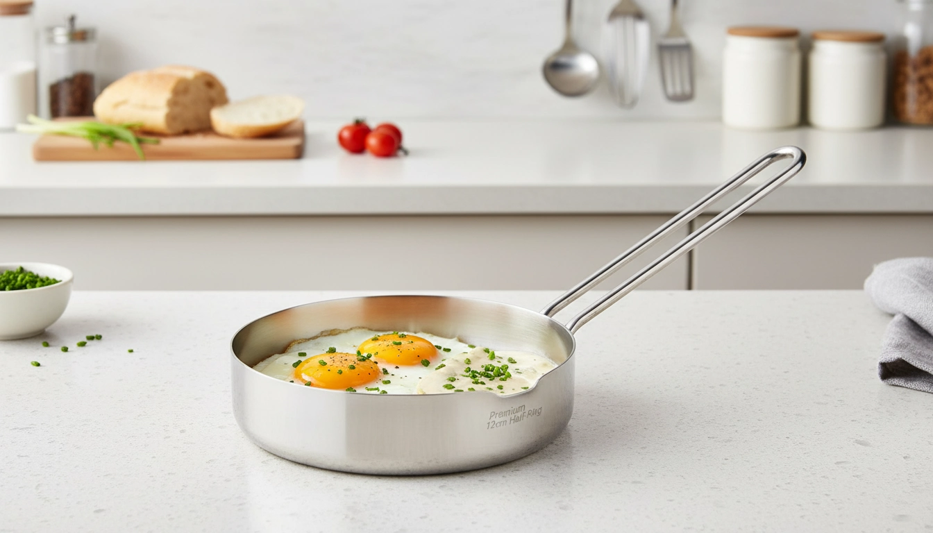 Premium 12 cm Yarım Çember Paslanmaz Çelik Çok Amaçlı Yumurta & Sos Tavası
