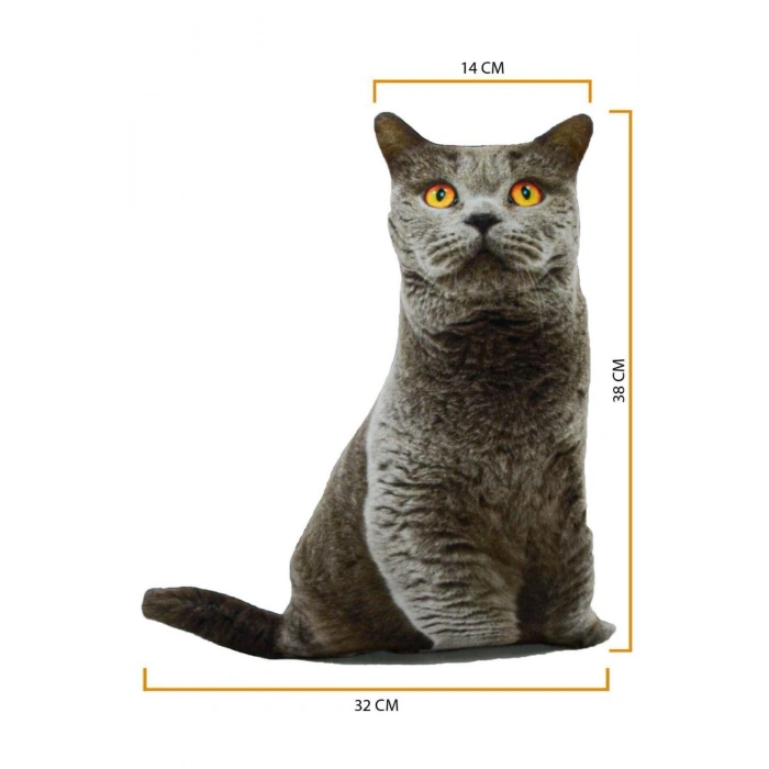 NİSHEV 3D Dijital baskılı kedi yastık BRİTİSH SHORTHAİR kedi