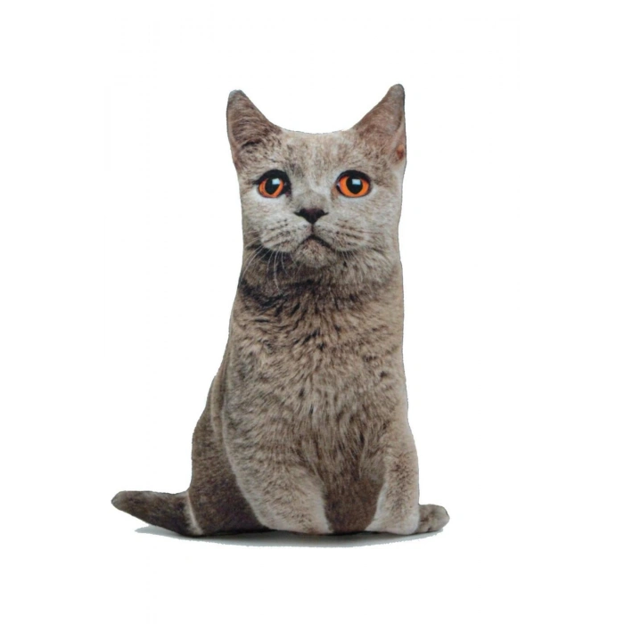 3d Dijital Baskılı Dekoratif Kedi Yastık Duman