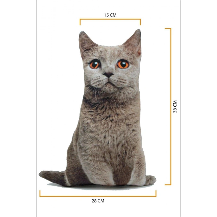 3d Dijital Baskılı Dekoratif Kedi Yastık Duman