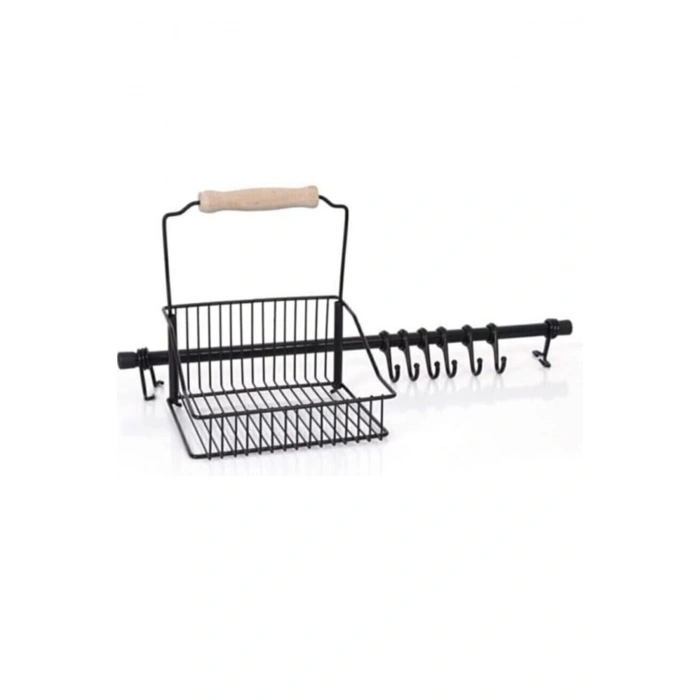 Duvar Rayı Askılık Siyah Askı Mutfak Askısı Sepetli Askılık, Siyah retro sepet ve Askılık,