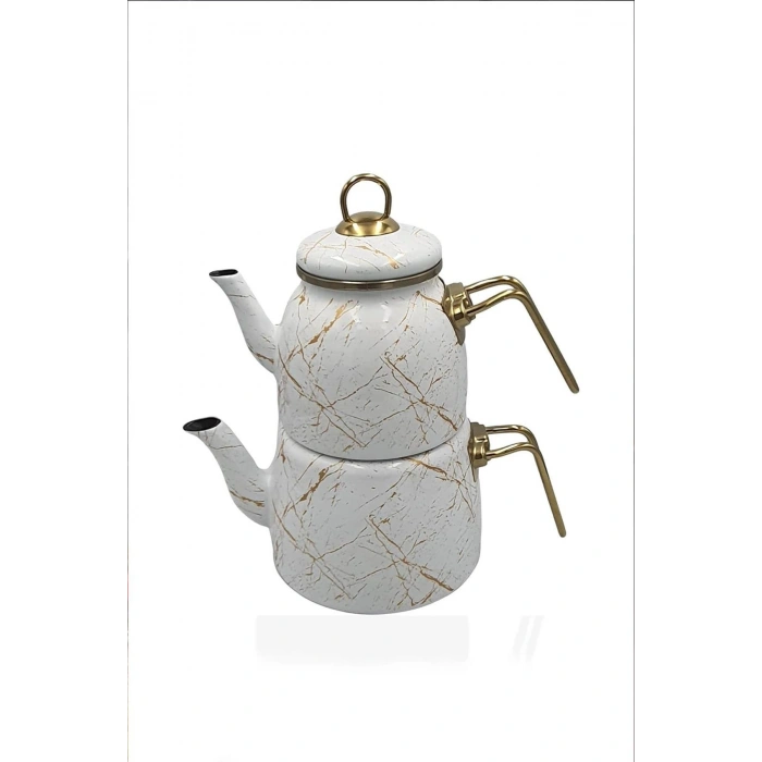 Eliteclass Kırık Mermer Çaydanlık Takımı Beyaz