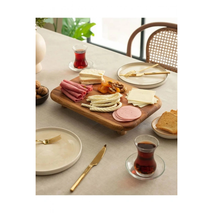 Dikdörtgen Ayaklı Kayın Sunum Tepsisi