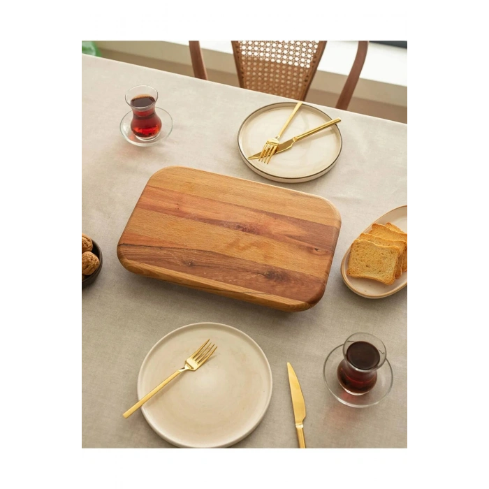 Dikdörtgen Ayaklı Kayın Sunum Tepsisi