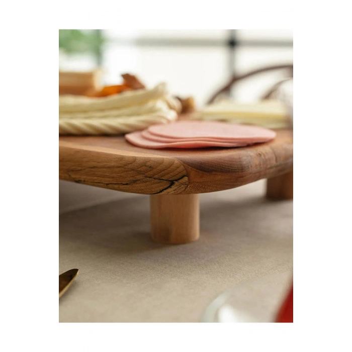 Dikdörtgen Ayaklı Kayın Sunum Tepsisi