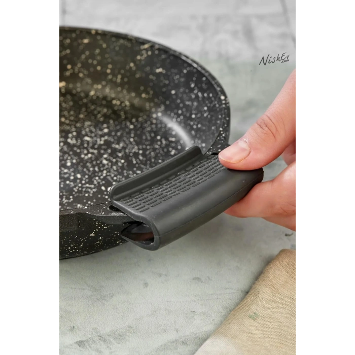 Yanmaz Yapışmaz Silikon Tava, Sahan Tutacağı Silikon Kulp Tutacak - 3 Adet Çift