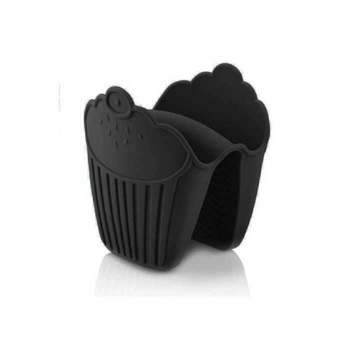 Silikon Fırın Eldiveni Isı Yalıtımlı Kaymaz Mikrodalga Fırın Tencere Tepsi Siyah