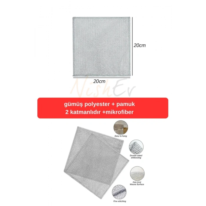 10 Adet Çizilmez Tel Bulaşık Bezi - Zor Kir Bezi, Mutfak Banyo Bezi Çift Katlı Çok Amaçlı Çel
