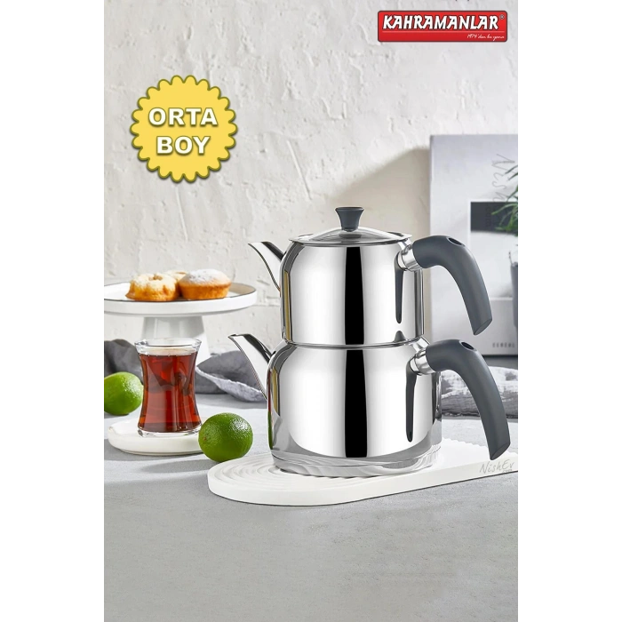 Delux Soft 4 Parça Çaydanlık Takımı - Orta Boy Antrasit