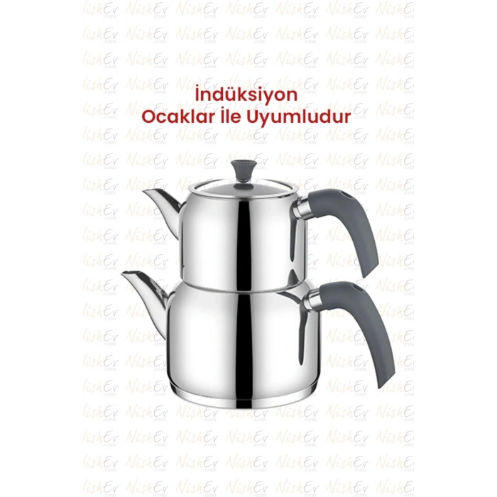 Delux Soft 4 Parça Çaydanlık Takımı - Orta Boy Antrasit