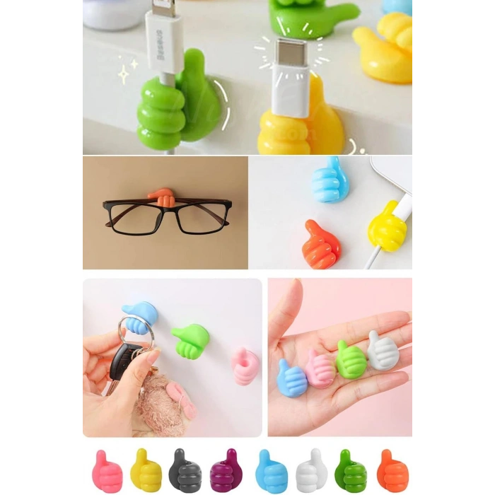 El Hareketi Kancası 5li Başparmak Kablo Tutucu Yapışkanlı Diş Fırçası Anahtarlık Tutucu Askı