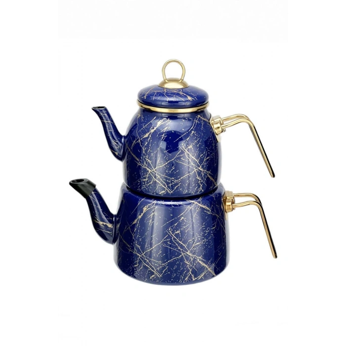 Havana Serisi Emaye Çaydanlık Takımı - Lacivert