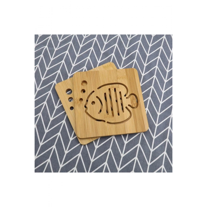 2li Bambu Lüx Balık Desenli Kare Nihale (2 ADET)