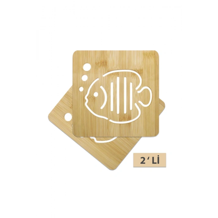 2li Bambu Lüx Balık Desenli Kare Nihale