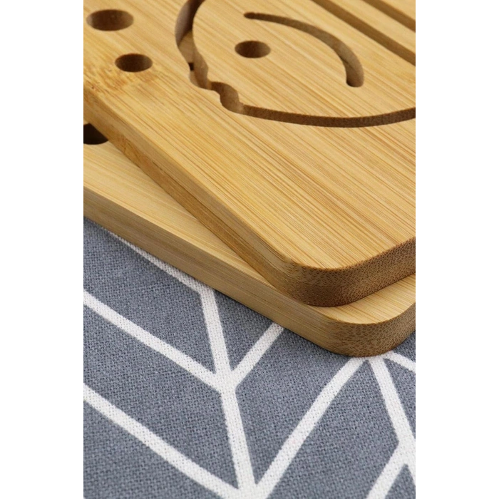 2li Bambu Lüx Balık Desenli Kare Nihale