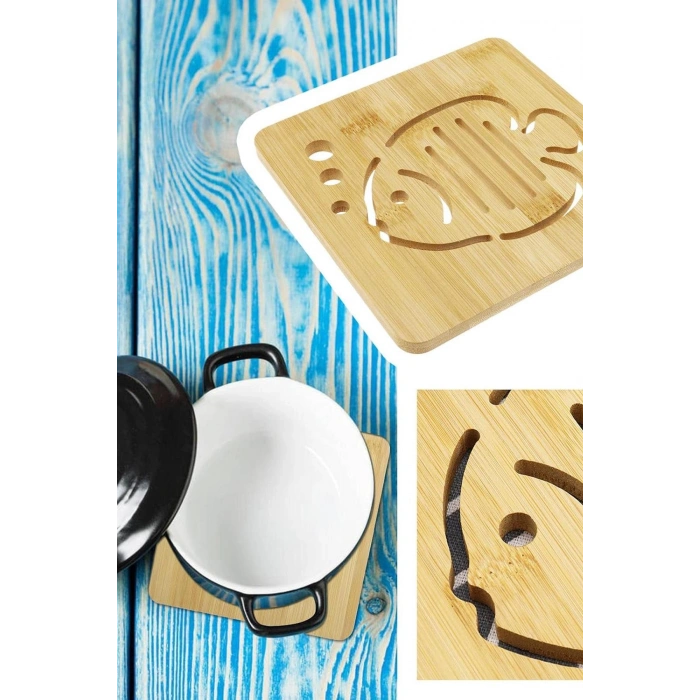 2li Bambu Lüx Balık Desenli Kare Nihale