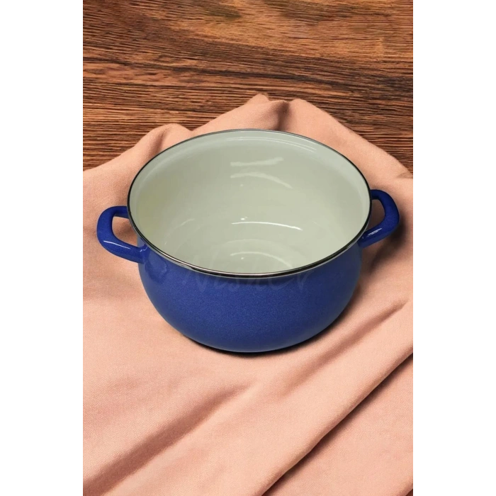 Emaye Derin Bombeli Yoğurt Tenceresi 24 Cm 5.5 Litre - Mavi