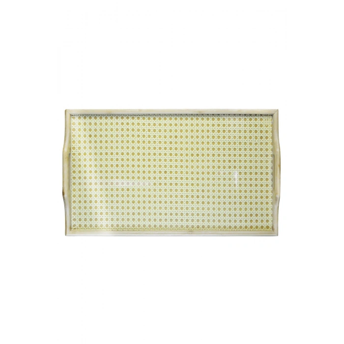 Camlı Desenli Katlanır Ayaklı Bambu Tepsi - Yatak Keyif Tepsisi Portatif Tepsi