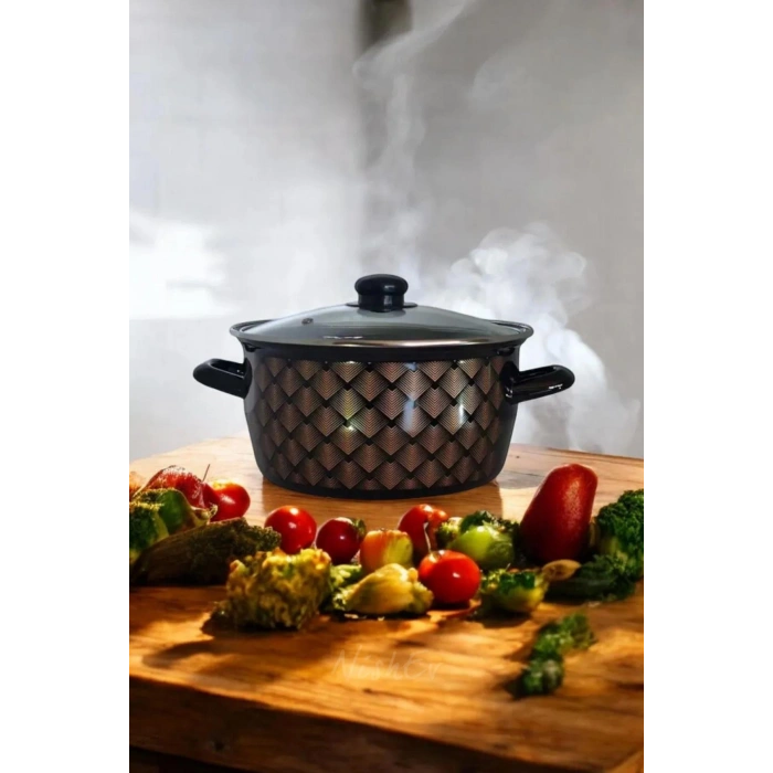 Siyah Desenli Kızartma Tenceresi 22 Cm 4,5 Lt