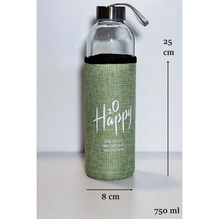 Kılıflı Cam Matara Suluk 750 ml - Fıstık Yeşili