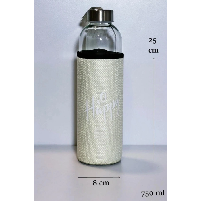 Kılıflı Cam Matara Suluk 750 ml - Sarı