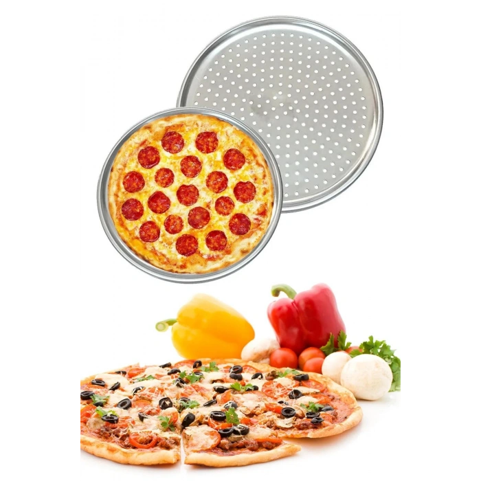 Delikli Pizza Tepsisi Lahmacun Pide Tepsisi 32cm