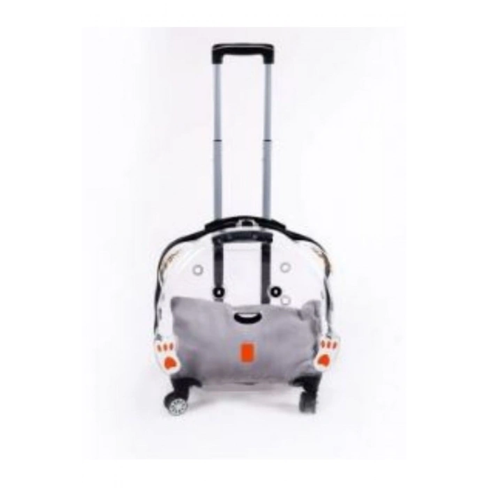 Şeffaf Tekerlekli Kedi & Köpek Taşıma Valizi – Çekçekli Büyük Model
