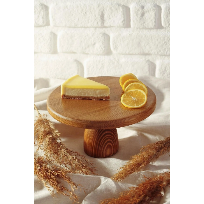 Ahşap Yuvarlak Ayaklı Pasta Sunum Servis Tabağı