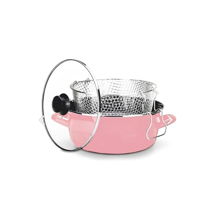 Milano Kızartma Tenceresi Pembe 22 Cm 4,5 Lt