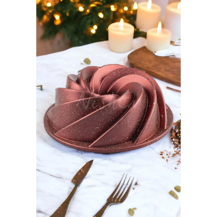 Girift Golden Pink Döküm Kek Kalıbı 26 Cm