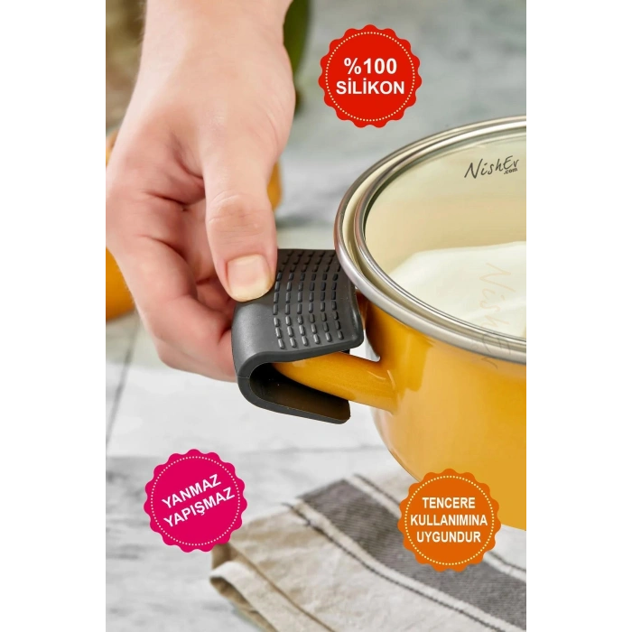 Yanmaz Yapışmaz Silikon Tencere Tutacağı Silikon Kulp Tutacak – 1 Adet Çift
