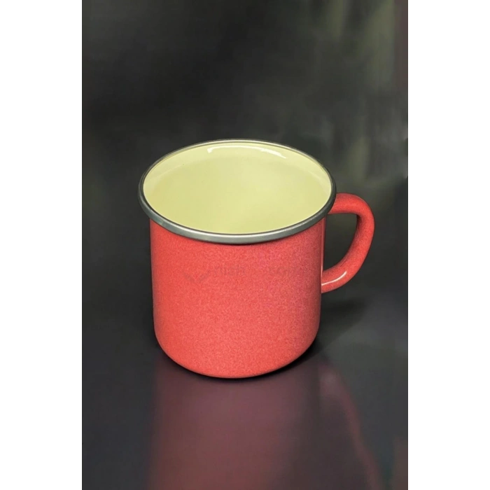 İtalyan Emaye Kupa 450 Ml Emaye Bardak Kampçı Kupası – Kırmızı