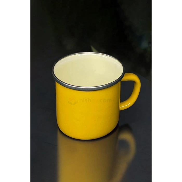 İtalyan Emaye Kupa 450 Ml Emaye Bardak Kampçı Kupası – Sarı