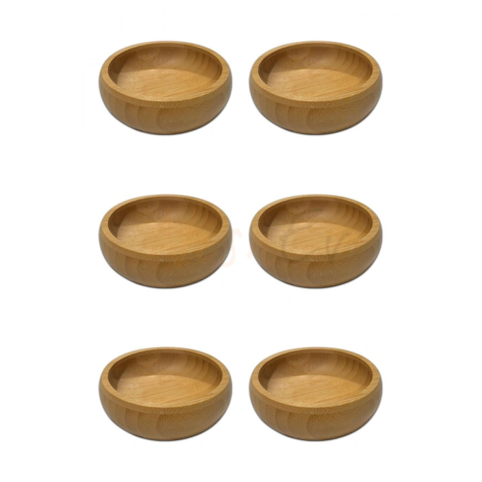 6’lı Bambu Yuvarlak Çerezlik Bambu Çerez Kasesi 8 cm