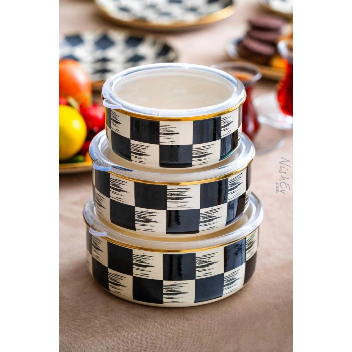 Elite Class İtalyan Dama Model 3lü Saklama Kabı Seti 14/16/18 cm