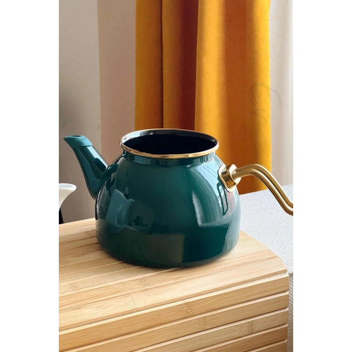 Dufy Serisi Porselen Demlikli Emaye Çaydanlık Takımı - Yeşil