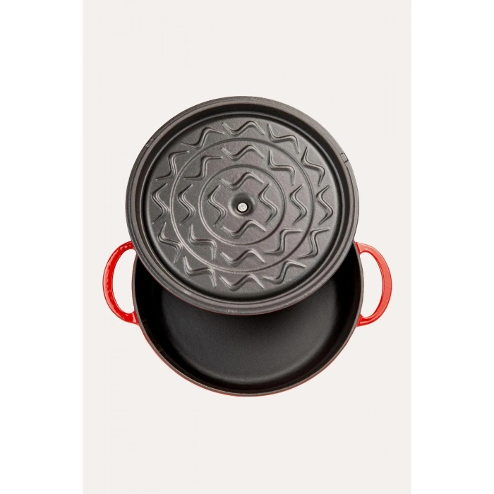 Sürel Kırmızı Demir Döküm Sığ Tencere 24 cm