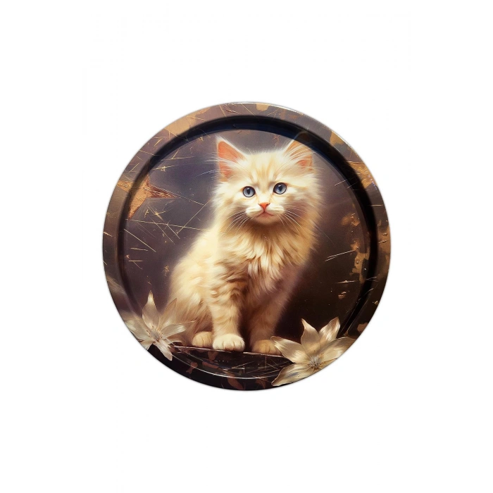 Dekoratif Metal Yuvarlak Tepsi 35 Cm / Özel Tasarım