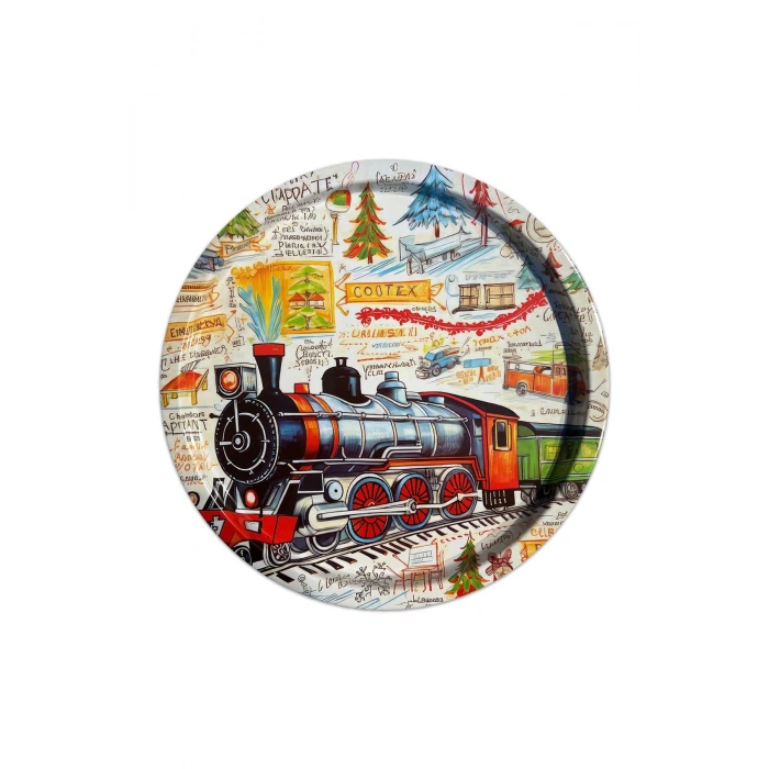 Dekoratif Metal Yuvarlak Tepsi 35 Cm / Özel Tasarım