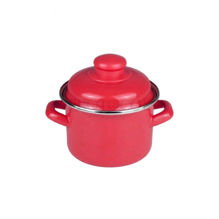 Emaye Mini Derin Tencere 12 Cm 900 ml - Kırmızı