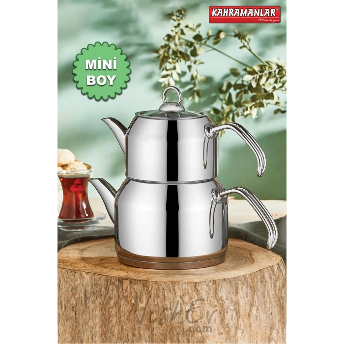 Delux 4 Parça Çaydanlık Takımı - Mini Boy Platin