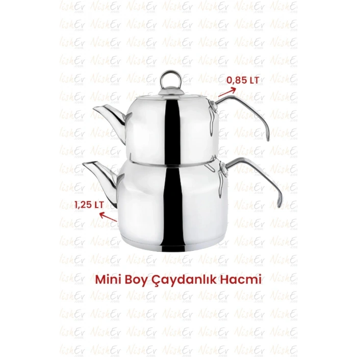 Delux 4 Parça Çaydanlık Takımı - Mini Boy Platin