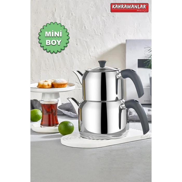 Delux Soft 4 Parça Çaydanlık Takımı - Mini Boy Antrasit