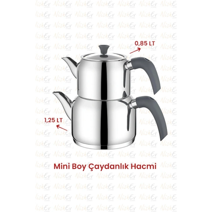 Delux Soft 4 Parça Çaydanlık Takımı - Mini Boy Antrasit