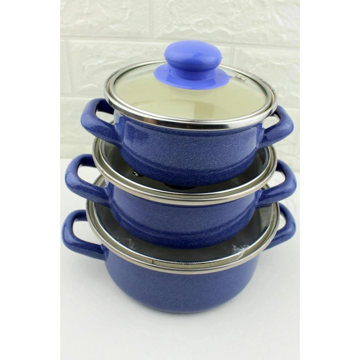 12/14/16 Cm Mini Emaye Tencere Seti - Anneler Gününe Özel 6 Parça Saklama Kabı Seti