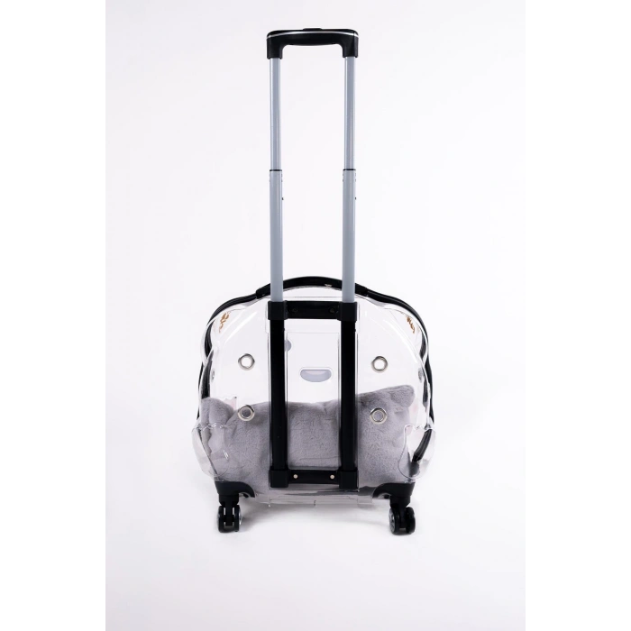 Sürülebilir Şeffaf Tekerlekli Kedi Köpek Hayvan Taşıma Çantası