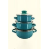 12/14/16 Cm Mini Emaye Tencere Seti - Turkuaz
