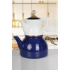 Dufy Serisi Porselen Demlikli Emaye Çaydanlık Takımı - Lacivert