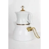 Dufy Serisi Porselen Demlikli Emaye Çaydanlık Takımı - Beyaz